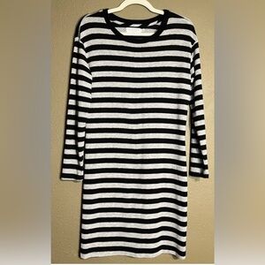 VELVET by Graham & Spencer Anthropologie Black Stripe Long Sleeve Dress W’s XS